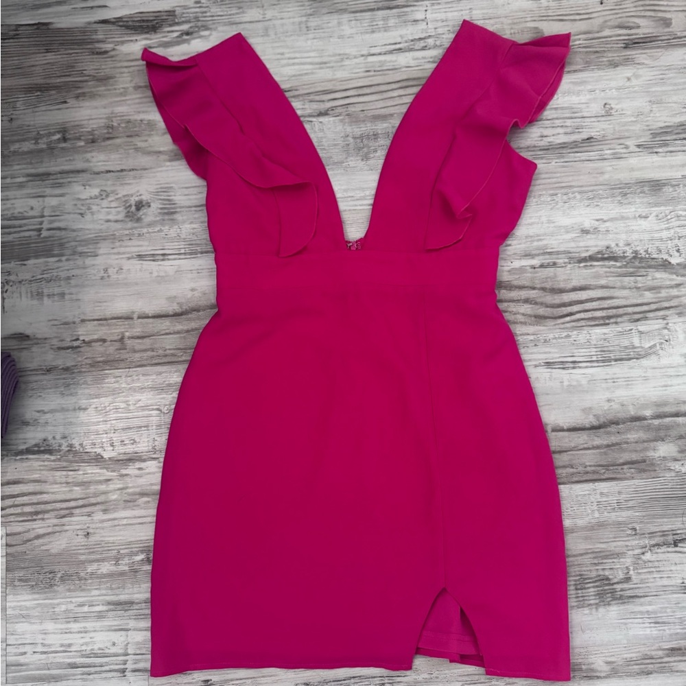 Superdown Fuchsia Ruffle Mini Dress